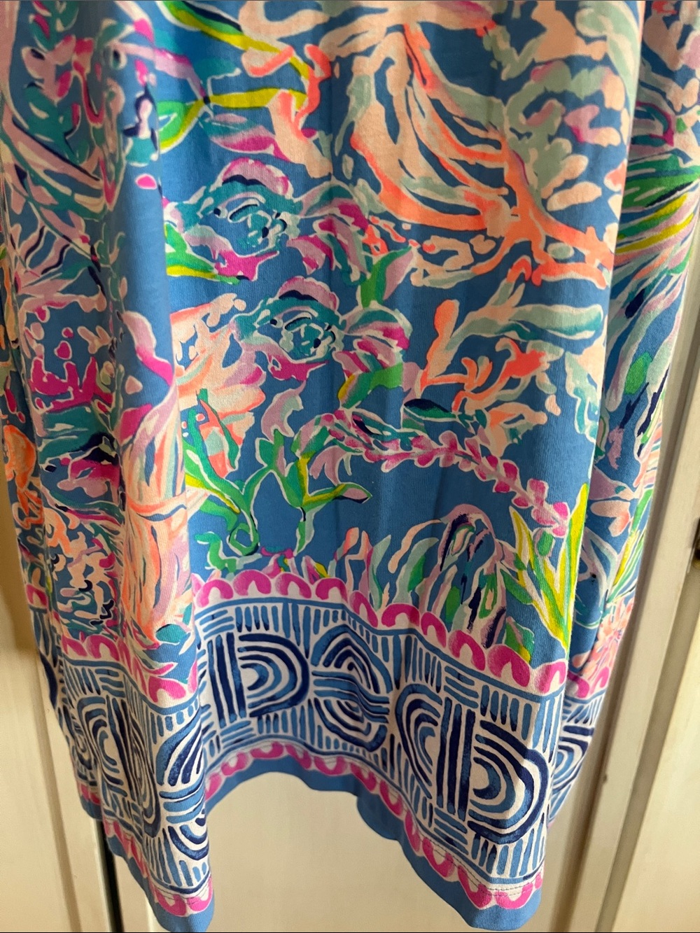 Lilly Pulitzer NWOT Women's Blue Floral Scoop-Neck Dress sz L - Picture 2 of 6